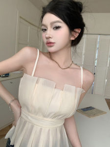 เสื้อ Atasan Sifon จีบแฟชั่นเอวเล็กใหม่สำหรับฤดูร้อน2022เสื้อชั้นในสตรีสีทึบน่ารักผูกโบว์อเนกประสงค์สำหรับผู้หญิง