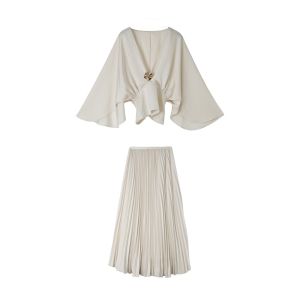 Stylish Design White Shirt and A-line Skirt Set