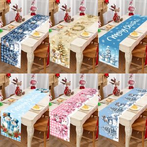 Christmas Table Runner Snowman Tablecloth Christmas Decorations for Home 2025 Navidad Noel Xmas Table Ornaments New Year 2026