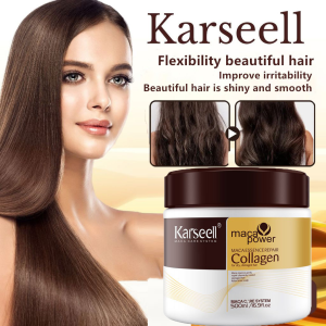 Karsell Maca Power Collagen for Hair 500mL Maca Essence Repair Collagen for Dry Damaged Hair Color Treated Hair Curly Hair Bleached Hair and All Hair Types Collagen Hair Repair Mask | Professional Moisturizing Treatment for Dry Damaged Hair