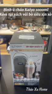 Bình Ủ Cháo Kaiyo Giữ Nhiệt Inox 304 Dung Tích 1000ml Kèm Túi Đựng