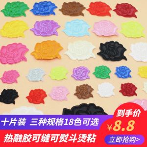 10-Piece Cartoon Rose Cloth Sticker Patch Decal Tablecloth Sofa Hole Stickers Smoke Hole Stickers Embroider Patch Cloth Stickers