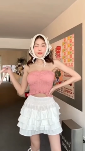 BA076 TARA เสื้อเกาะอก เสื้อครอป สม็อกรอบตัว เนื้อผ้าไหมอิตาลี ผ้านุ่ม ใส่สบาย ไม่ร้อน ผ้าไม่ต้องรีด