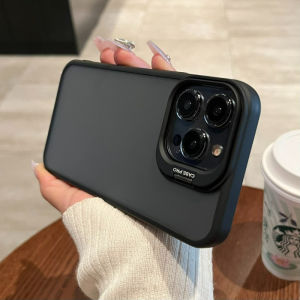 Luxury Transparent Matte Phone Casing For iPhone 15 Pro Max 14 13 12 11 Pro Max Plus Folding Holder Camera Bracket Soft Shockproof Cover