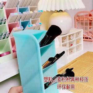 kệ đựng chì kẻ mày kẻ mắt Giá đỡ bút Hộp đựng cọ trang điểm Hộp đựng son môi Đa chức năng Ống lưu trữ trên máy tính để bàn-HAUSE