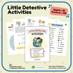 [Little Habibi] Worksheet Fun English Learning - Little Detective lembar kerja bahasa Inggris anak aktivitas seru ESL printout