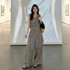 LIRENQING | Fashionable Sleeveless Grey Summer Set