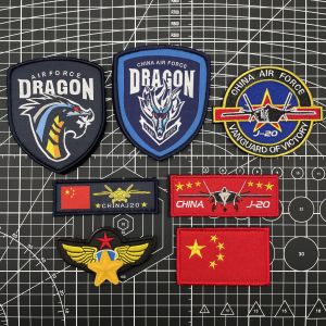 Embroidered Dragon Arm Patch Flight Tactical Morale Badge J20 Magic Stick Chapter Military Fan Commemorative Emblem