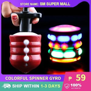 【LED Light】Cool Spinner Gyro Toys Electric Gyroscope Flash Laser Music Gyro Childrens Simulation Wood Luminous Spinning Top Kids Toy