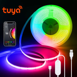 RGB COB LED Strip Light 5V USB FOB Tape Smart Tuya WiFi App Remote Control Flexible Ribbon Room Decor Work For Alexa Google Home