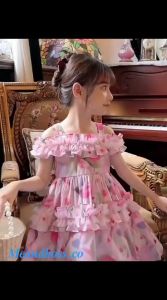 DR13 Dress Anak Perempuan Fashion Korea Corak Bunga Menawan