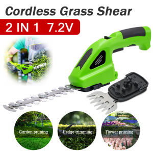 Cordless Lawn Mower Grass Cutter Hedge Trimmer 7.2V Electric Shrub Trimmer Grass Shears 2 in 1 Handheld Hedge Cutter Rechargeable Battery Outdoor Power Tools