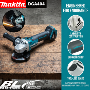 Makita | Makita DGA404 18V Brushless Cordless Angle Grinder 100mm 4 Speed Lithium Tool For Industrial Cutting Grinding Polishing Tasks