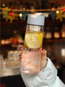 High Temperature Resistant Plastic Water Cup with Scale for Students Men Women Anti Drop Tea Strainer Filter Net Travel Cup