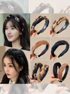 ที่คาดผมขอบกว้างสีน้ำตาลสำหรับผู้หญิง ที่คาดผมสำหรับล้างหน้า ทรงสูง ติดผมได้หลากหลายวิธี สไตล์เกาหลี เครื่องประดับผม