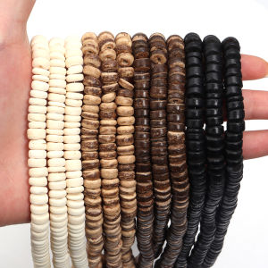 110/300pcs Natural Wooden Beads Coconut Shell Loose Flat Round Wood Beads For Jewelry Making DIY Necklace Bracelet Accessories