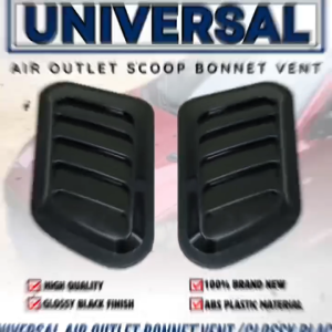 GECA 2pcs ABS Gloss Black Universal Car Hood Vent Scoop Air Flow Intake