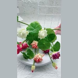Chùm sen mini 2 hoa 1 nụ trang trí sân vườn ban thờ nhà cửa- Hoa giả