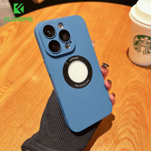 FLOVEME Magnetic Logo Hole Phone Case For iPhone 14 13 12 11 Pro Max 14 Plus Wireless Charging Camera Film Protector Hard PC Shockproof Back Cover For iPhone 14 13 12 11