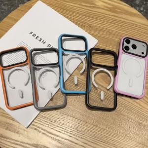 Magnetic Clear Wireless Charging Phone Case For iPhone 17 16Plus 15 14 13 12 Pro Max 11 For Magsafe Hit Color Bumper Armor Cover