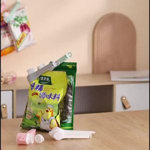 Reusable Plastic Food Bag Sealing Clip Leak Proof Pour Spout Fresh Keeping Design For Kitchen Seasoning Snack Storage〔YY32〕