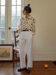 Non-Refundable Vintage British Casual Cotton Balloon Pants Elastic Tapered Lightweight White Womens Casual Trousers