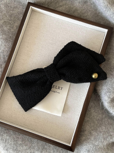 Asymmetric Black Bow Knot Hair Clip Womens Spring Clamp One Word Clamp Hairdressing Clip Fashionable Korean Style Hair Accessories