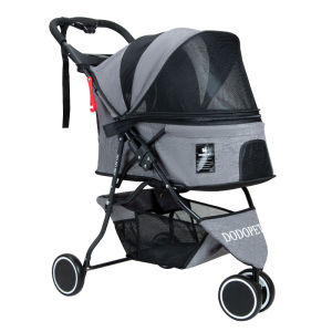 Dodopet Pet Stroller Three-Wheel Folding Trolley Teddy Dog Stroller Multi-Pet Large Stroller Lightweight Dog Cart