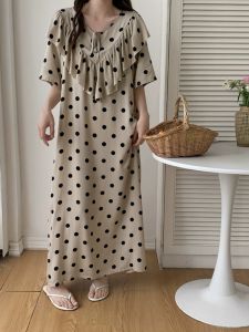 Ultra-Thin Ankle-Length Sleep Dress Womens Summer Wear-Outside Nightgown No-Need-To-Wear Underwear Comfortable Home Clothes