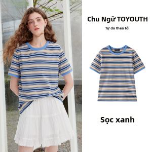 Toyouth | Áo Thun Nữ Vintage Sọc Form Regular Cotton