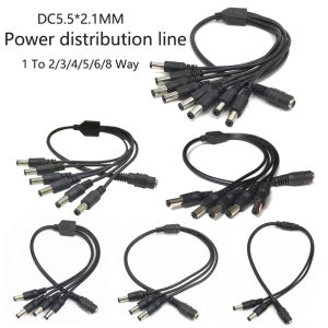 DC 5.5*2.1MM 1To 2/3/4/5/6/8 Way Power Distribution Line Power Adapter Connector Cord For LED Strip Lights CCTV Camera Monitor
