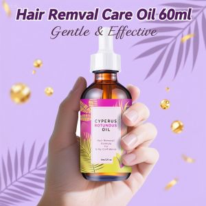 Hair Removal Oil 60ml - Natural Hair Growth Inhibitor with Jojoba & Almond Oil Gentle Formula for Smooth Skin All Body Areas