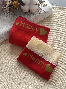 Romantic Red Cotton Underwear Set for Couples Comfortable Pure Cotton Underpants with Embossed Letters Gift Box Mixed Pack