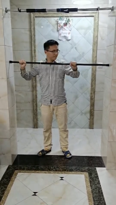 【SKIT SG】Extendable Curtain Rod Pole Laundry Shower Expandable Curtain Rod NO DRILL HOLE Practical Stainless Steel Round Head Telescopic Expandable Tension Rod Curtain for Window Curtain Balcony Kitchen Living Bedroom Curtain Pole Rod Expandable Rod