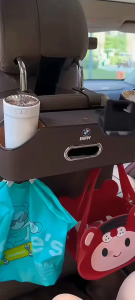 4-in-1 Multi-Functional Car Seat Back Storage Box ABS Resin Tissue Holder Cup Holder