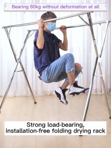 120-240cm Double Poles Sampayan Stainless Steel Clothes Drying Rack with Rollers Foldable Sampayan Drying Hanger