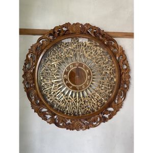Jam kaligrafi ayat kursi ukir jati 80cm