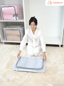 【TidyStore】Foldable Fabric Storage Box Visible Transparent Large-Capacity Storage Organizer Clothing Storage Box Waterproof Home Storage Bin Wardrobe Organizer 收纳箱