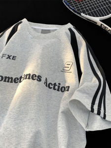 Summer Trendy Mens Striped Short Sleeve T-Shirt round Neck Heavyweight Half Sleeve Top Breathable Cotton Casual Tee