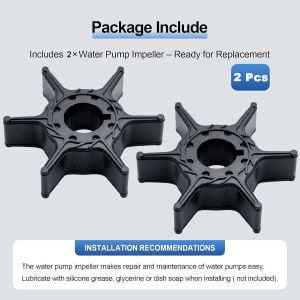 2 Pcs Water Pump Impeller 68T-44352 for Yamaha 4 Stroke Outboard 6HP 8HP 9.9HP F6 F8 F9.9 Boat Motor Engine Parts Sierra 18-8910