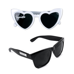2pcsBride Groom Sunglasses Wedding Decorations Black White Just Married Glasses Bachelorette Party Supplies Bridal Shower Favors