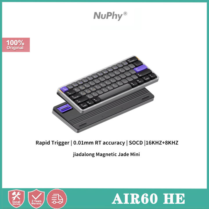 NuPhy Air60 HE เขาเล่นเกมและมีคีย์บอร์ดแบบมีสายแกนแม่เหล็กต่ำความหน่วงต่ำโดยไม่มีมุมที่ตายแล้ววัสดุอัลลอยที่ปิดแทงก์น้ำทำจากอลูมิเนียม