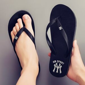 New Mens Summer Wearable Anti-Slip Soft Bottom Thong Slippers Casual Beach Sandals Trendy Footbed Slippers Breathable PVC Upgraded