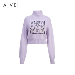 AIVEI | Sweet Cozy Fresh High-neck Letter Knit Sweater