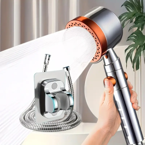 5 Modes High Pressure Handheld Shower Head Water Saving Filter Showerhead with One‑Click Water Stop Bathroom Shower Accessory