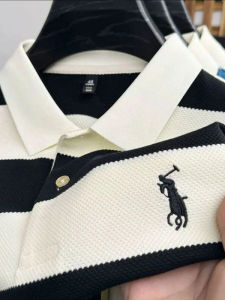 Kawadu | Embroidered Stripe Polo Shirt Mens Breathable