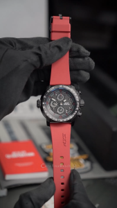 Jam Tangan Pria Expedition Chronograph EX 6335 GCREPBARE Box Set Black Dial Red Rubber Strap