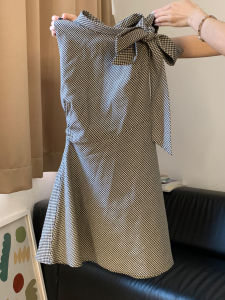 NIUVIES | French Style Check Pattern Sleeveless Fitted Waist Dress
