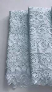 2026 New African Cord Lace Fabric White Guipure Lace Fabric with Rhinestones for Nigerian Wedding Party Dress