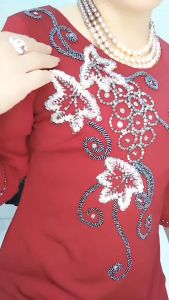 Đầm suông dáng A - VH006 kết Đá kim sa sang chảnh vải Umi lụa ý nhập khẩu Quảng Châu mềm mịn co giãn tốt